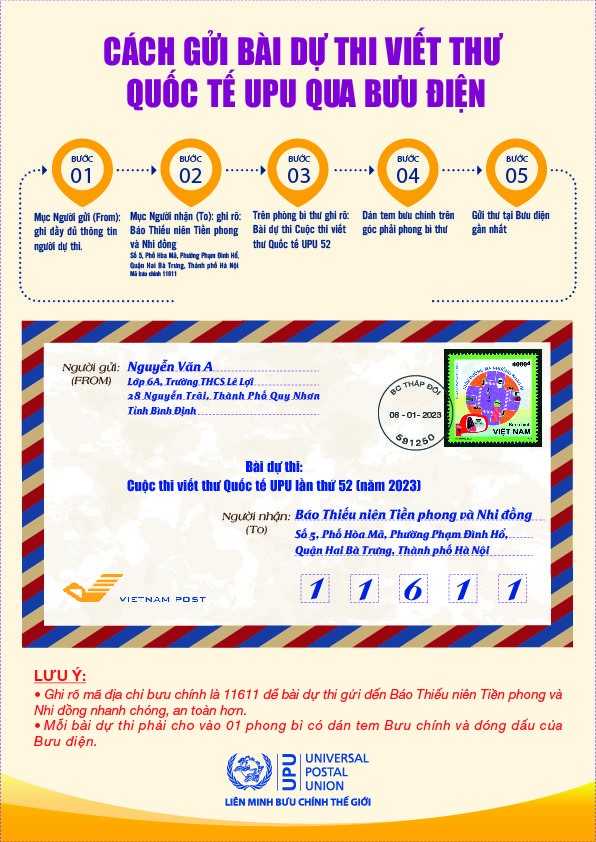 Nội dung và thể lệ cuộc thi Viết thư quốc tế UPU lần thứ 52 của Việt Nam
